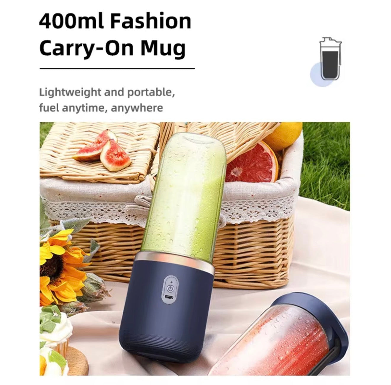 Portable USB Smoothie Blender – Rechargeable Travel Juicer