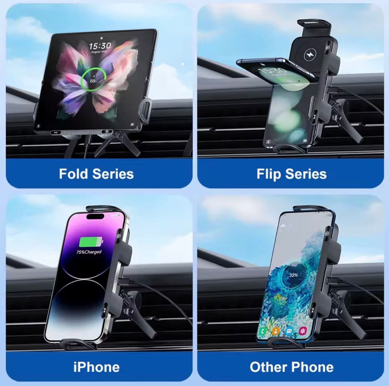 AutoClamp Wireless Car Charger – Fast Charging Phone Holder Mount