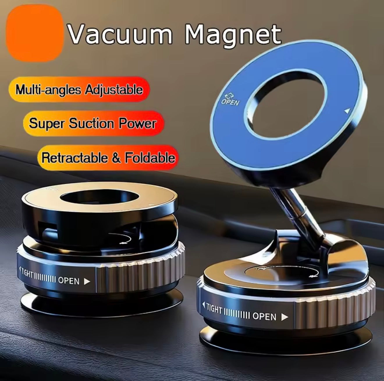 Magnetic Vacuum Car Phone Holder 360° Adjustable Strong Suction Mount