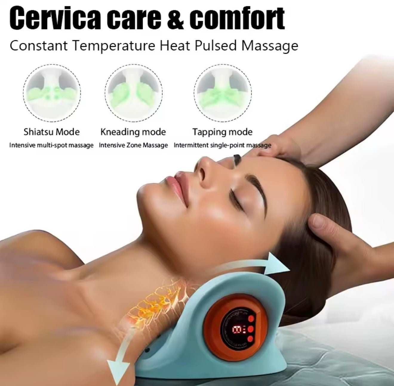 Smart Cervical Neck Massager – EMS Heated Relaxation Pillow
