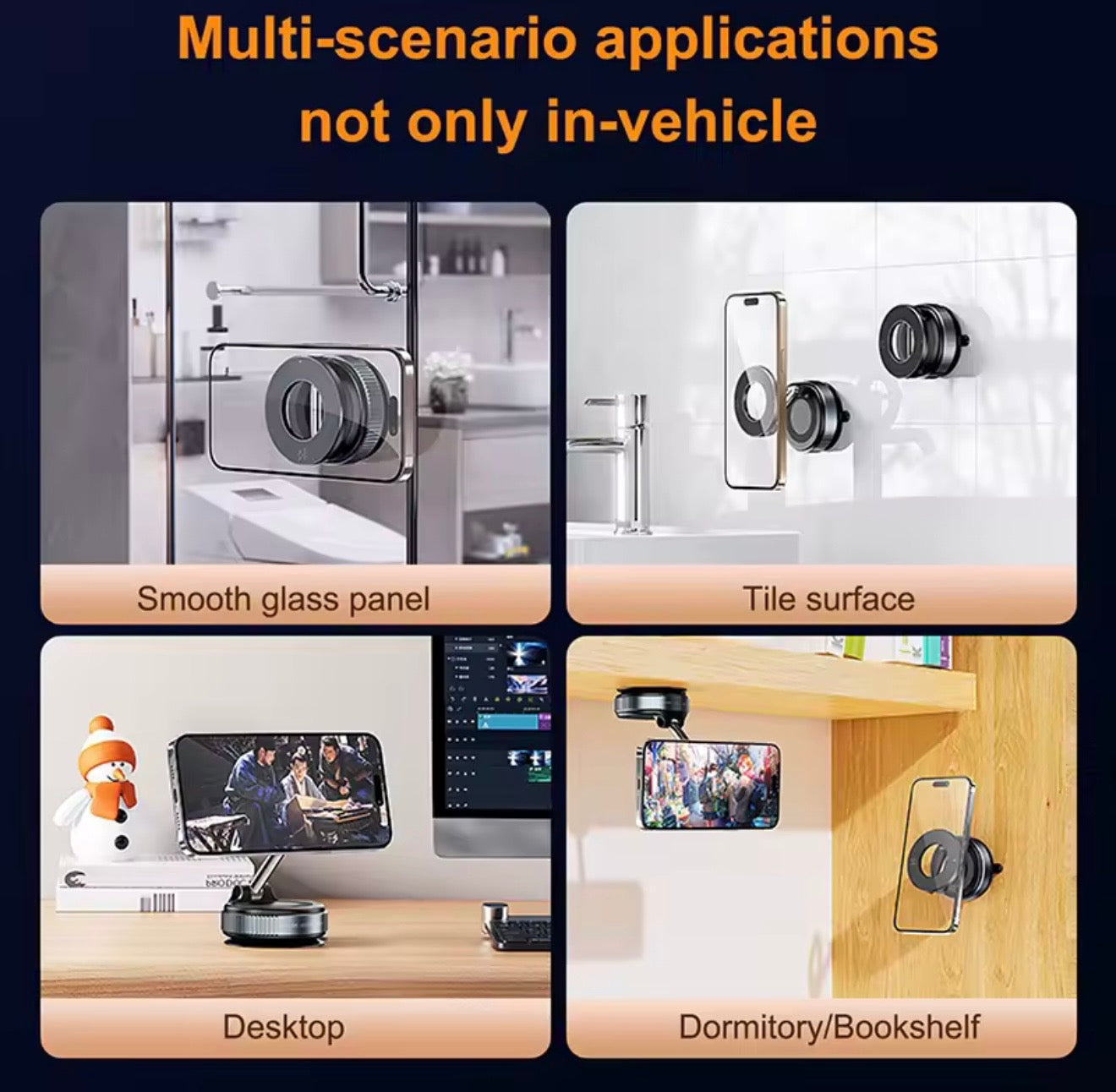 Magnetic Vacuum Car Phone Holder 360° Adjustable Strong Suction Mount
