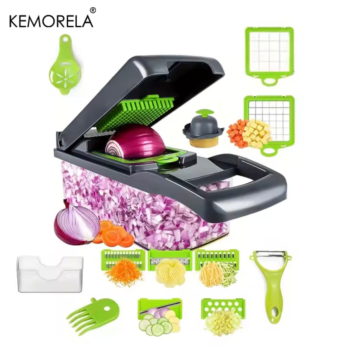 14-in-1 Multifunction Vegetable Chopper & Onion Cutter – Kitchen Food Slicer