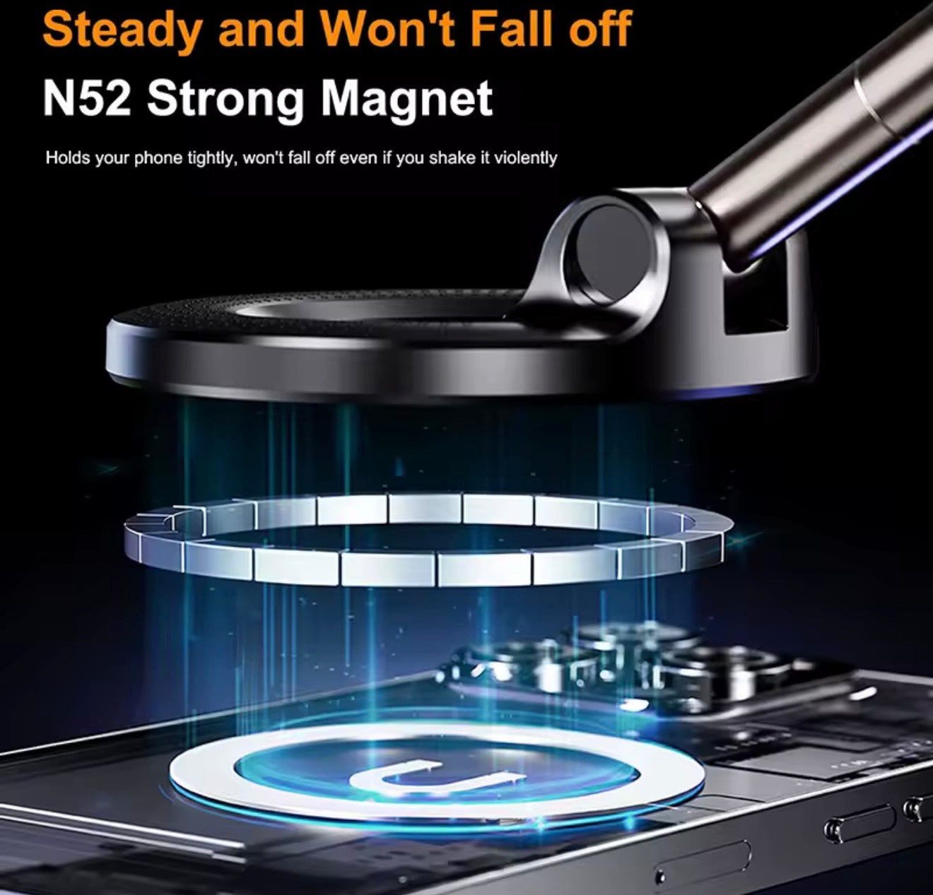 Magnetic Vacuum Car Phone Holder 360° Adjustable Strong Suction Mount