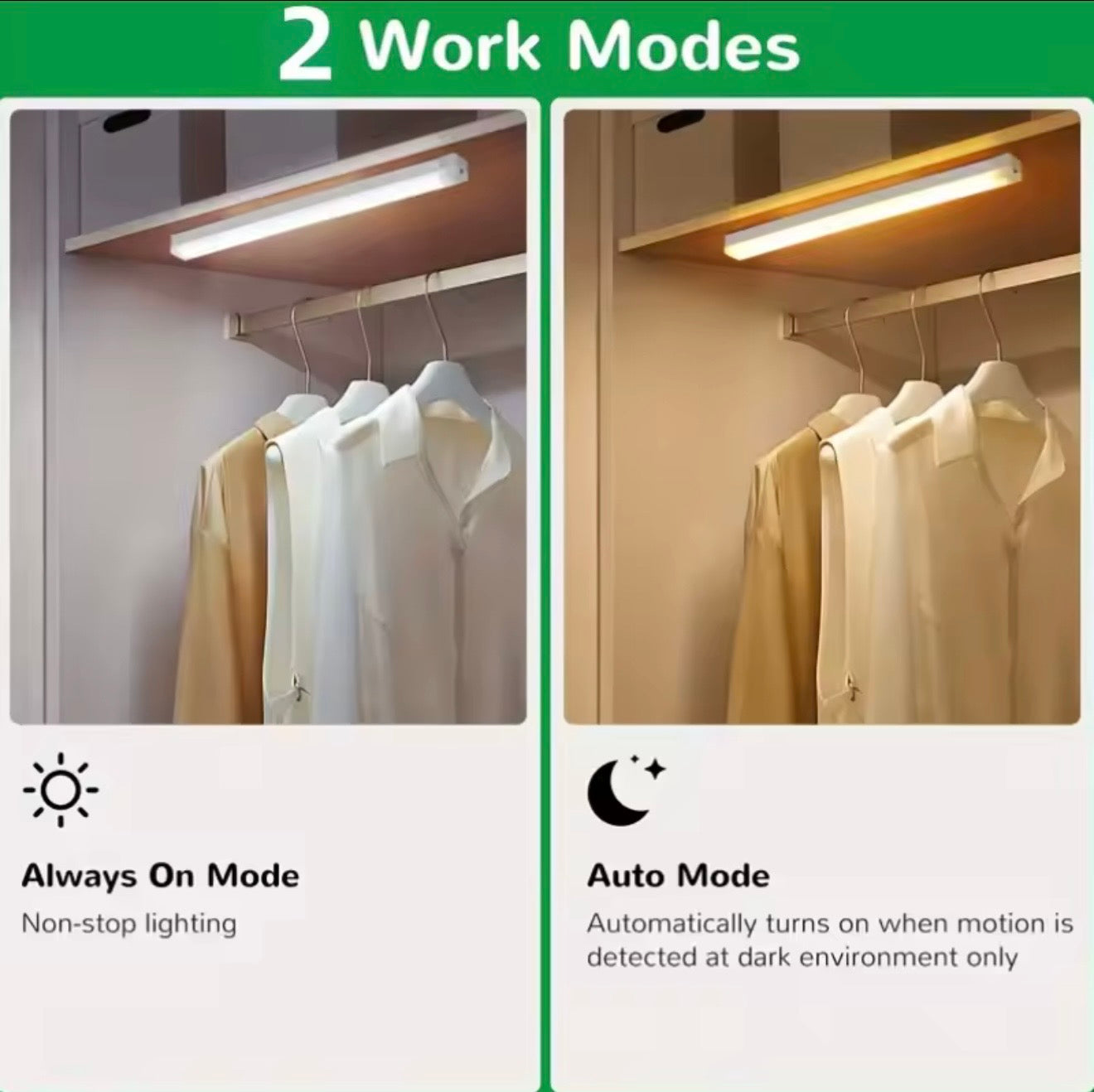 LED Motion Sensor Light – USB Rechargeable Wireless Night Lamp for Closet, Kitchen & Stairs
