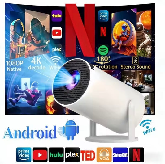 HY300 Smart Mini Projector – Android 11 WiFi6 Portable 4K Home Cinema