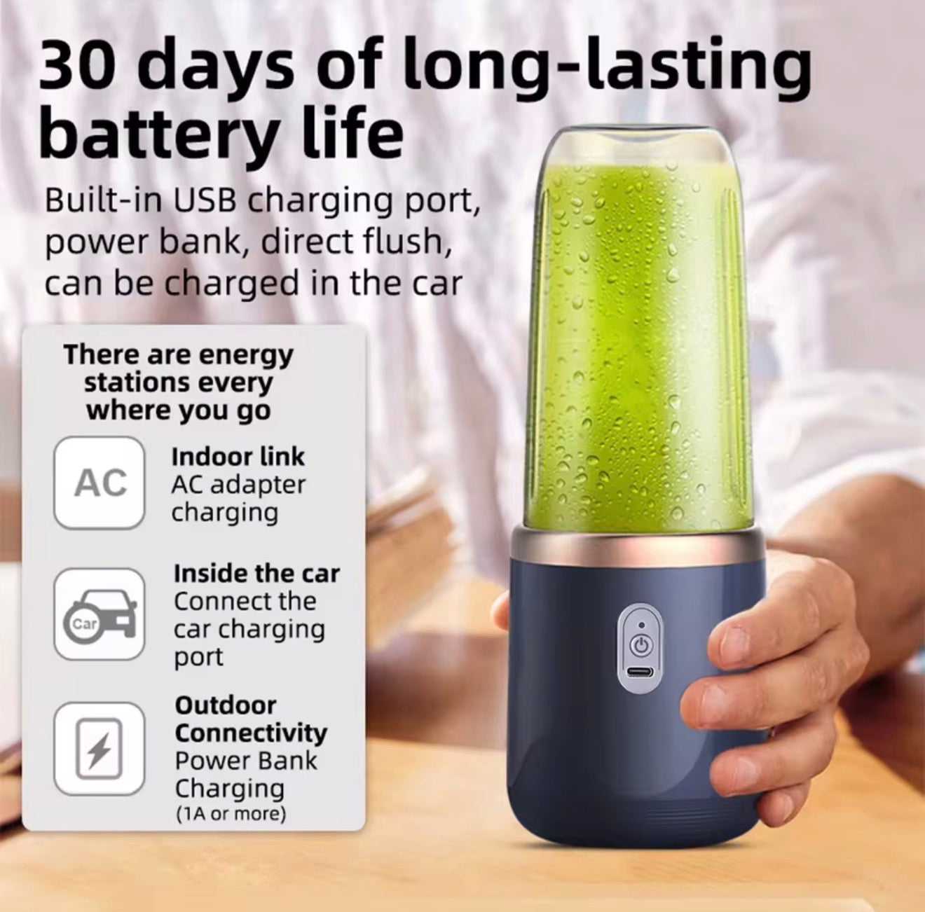 Portable USB Smoothie Blender – Rechargeable Travel Juicer