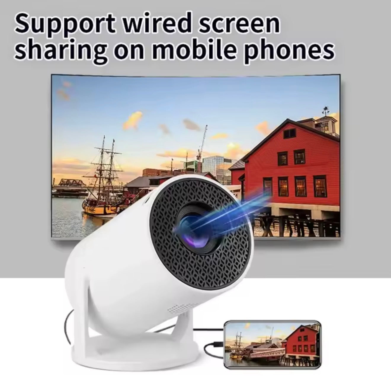 HY300 Smart Mini Projector – Android 11 WiFi6 Portable 4K Home Cinema