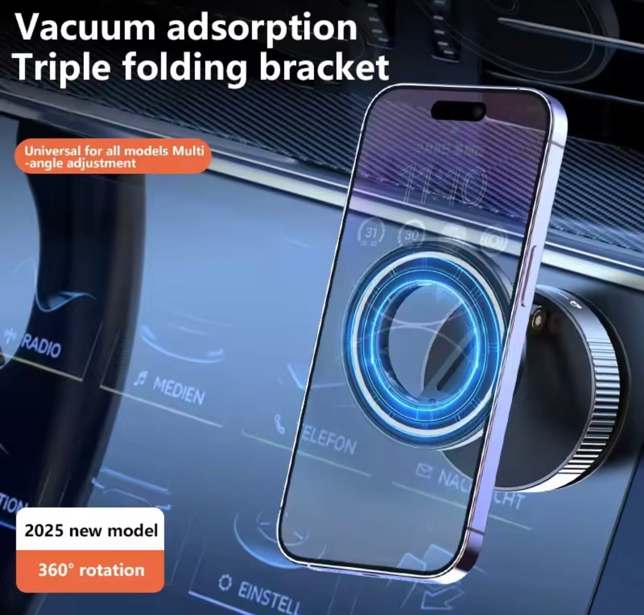 Magnetic Vacuum Car Phone Holder 360° Adjustable Strong Suction Mount