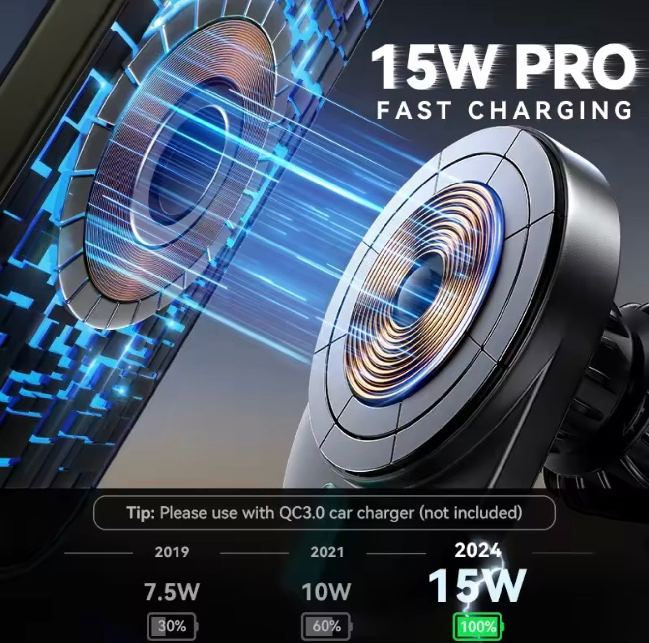 15W Magnetic Wireless Car Charger Mount