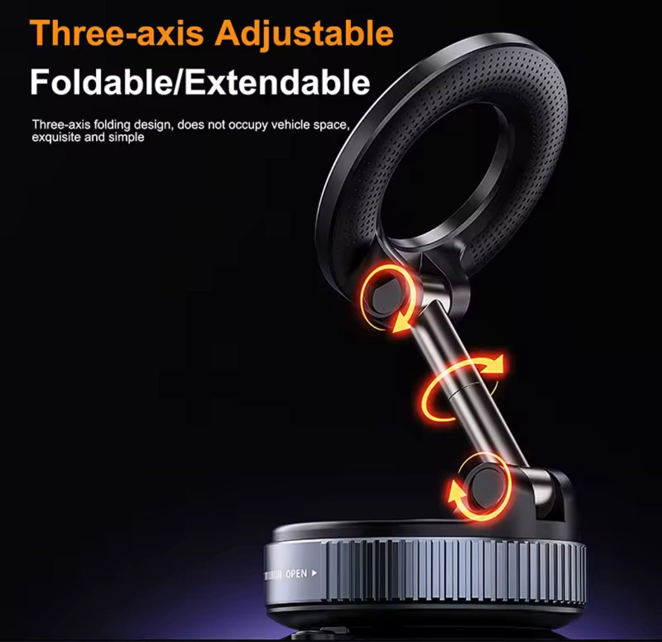 Magnetic Vacuum Car Phone Holder 360° Adjustable Strong Suction Mount
