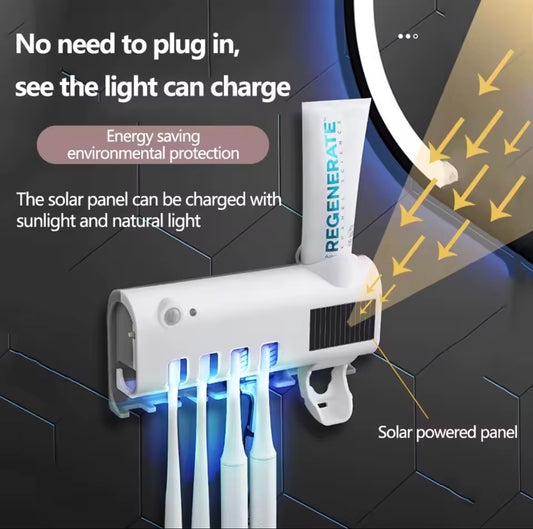 Smart Toothbrush Holder with UV Sterilizer & Toothpaste Dispenser