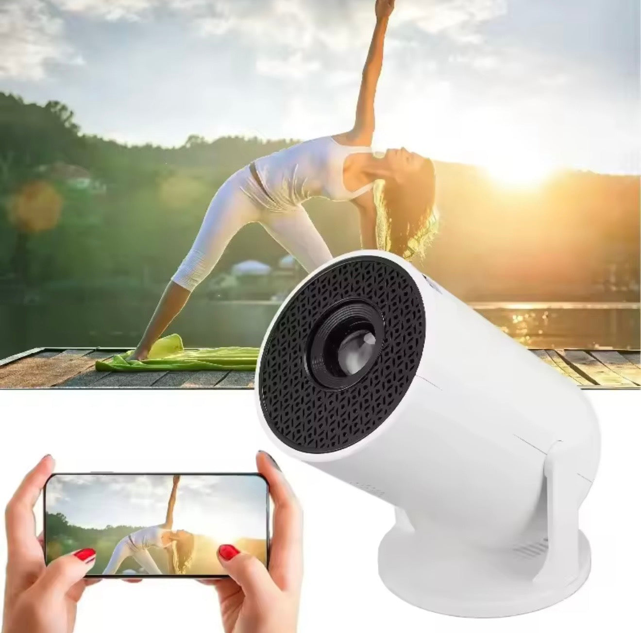 HY300 Smart Mini Projector – Android 11 WiFi6 Portable 4K Home Cinema