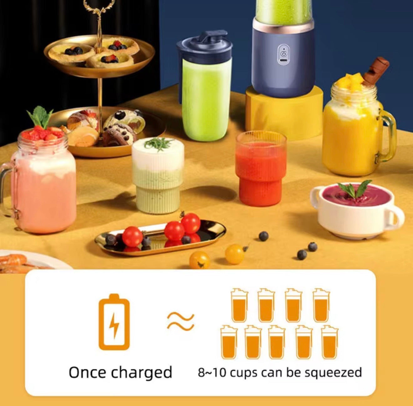 Portable USB Smoothie Blender – Rechargeable Travel Juicer
