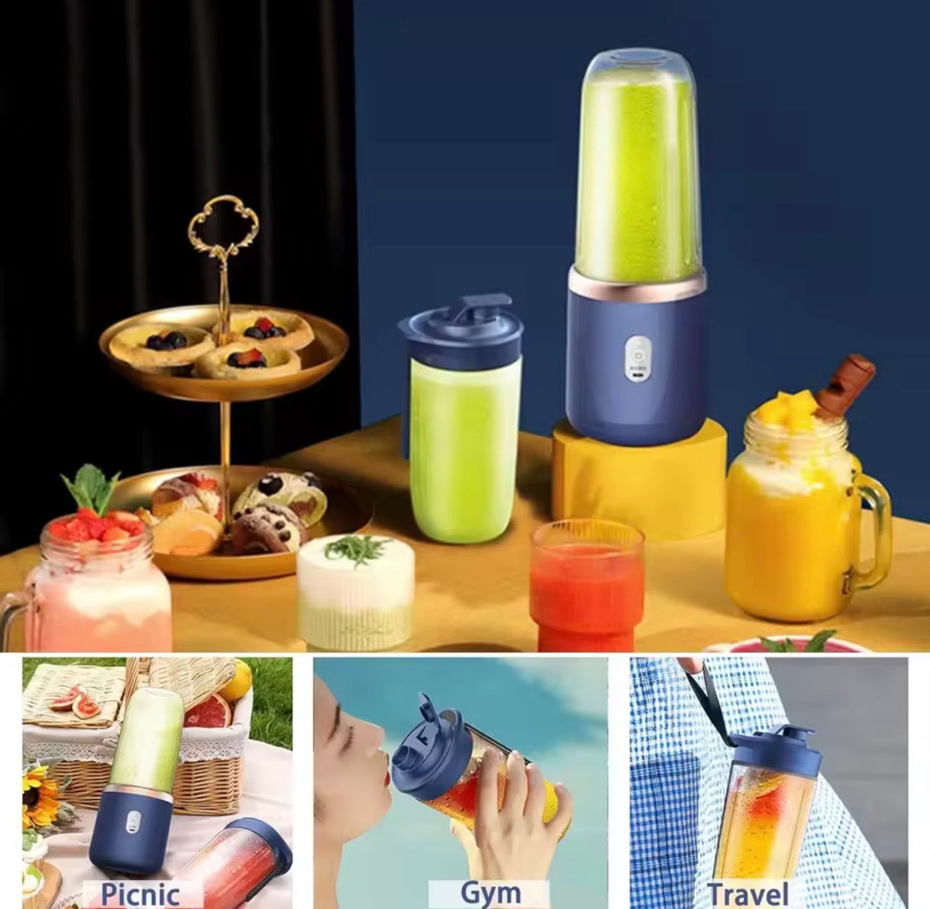 Portable USB Smoothie Blender – Rechargeable Travel Juicer