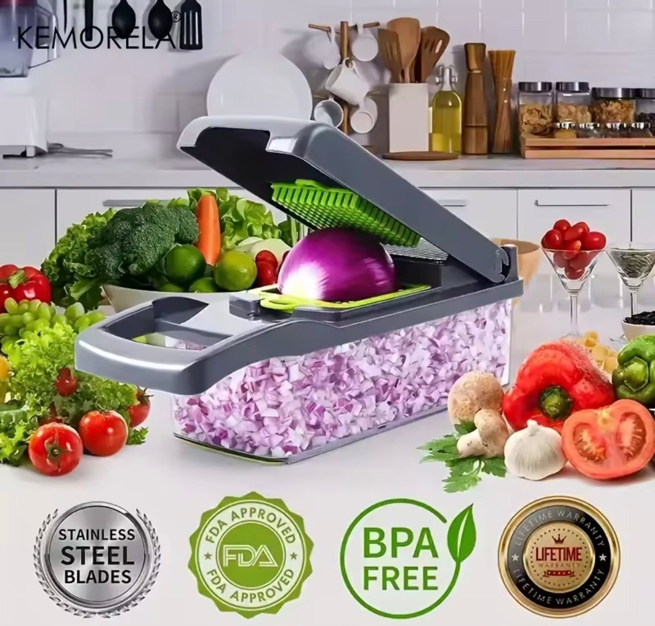 14-in-1 Multifunction Vegetable Chopper & Onion Cutter – Kitchen Food Slicer