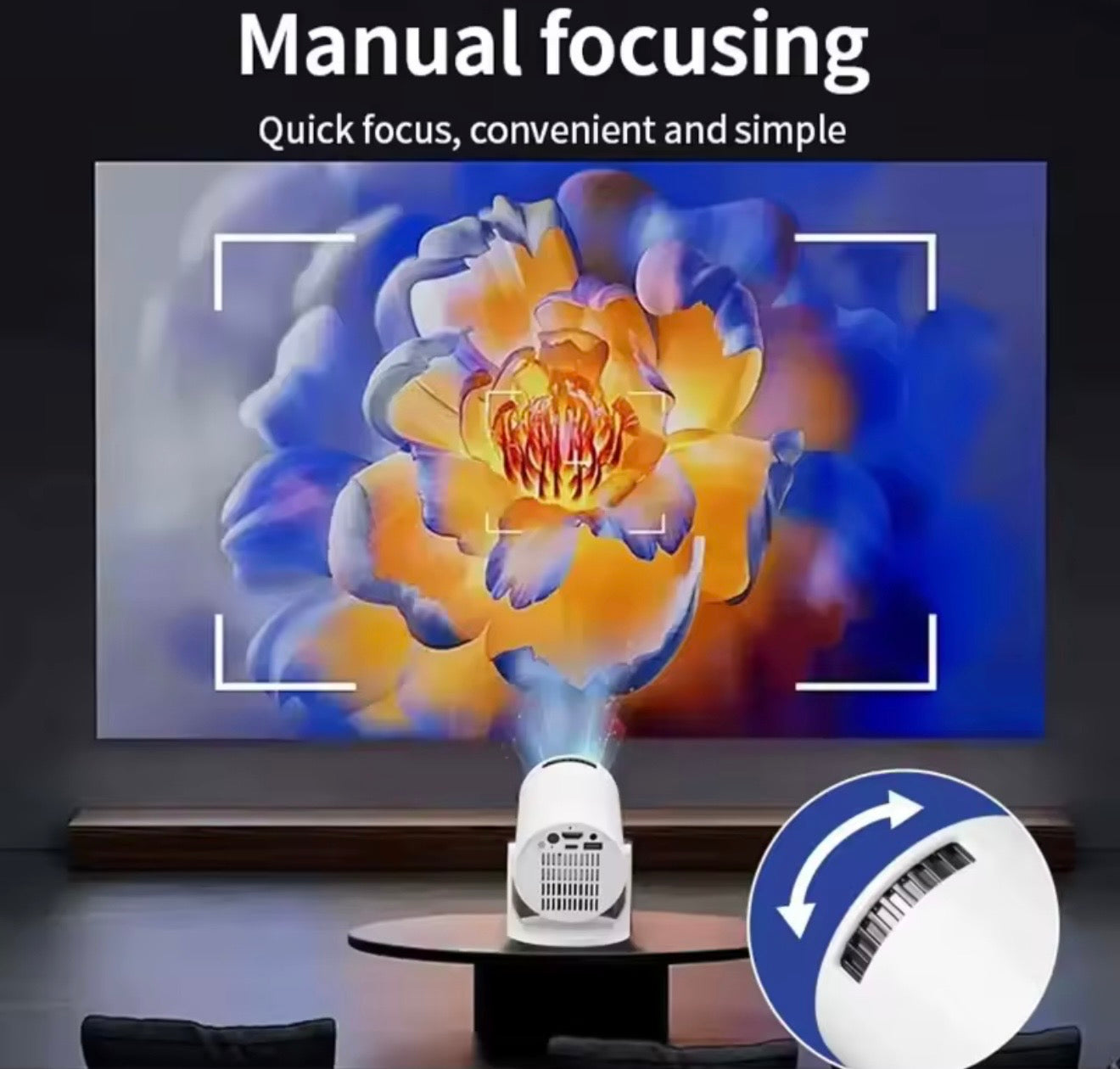 HY300 Smart Mini Projector – Android 11 WiFi6 Portable 4K Home Cinema