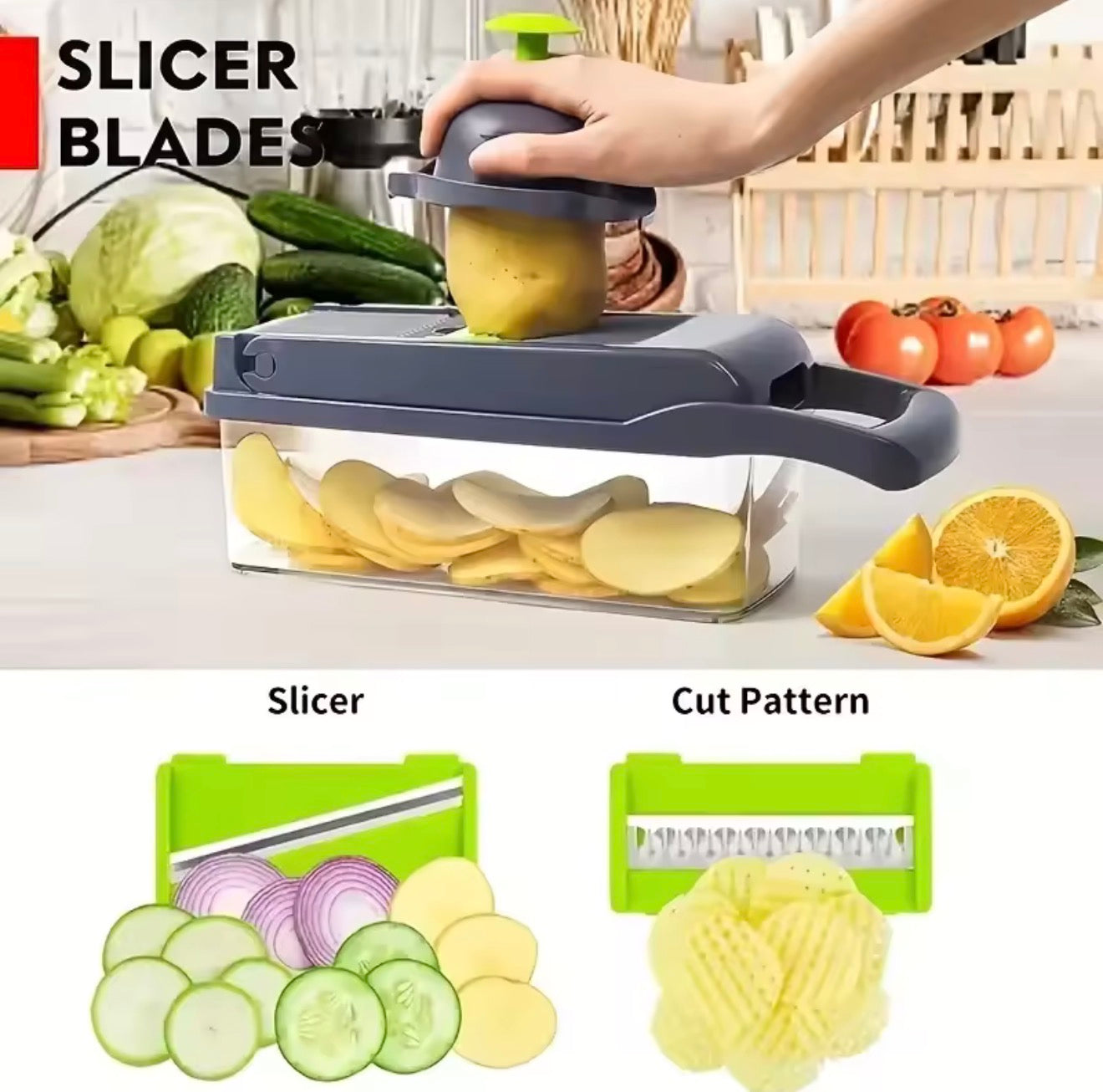 14-in-1 Multifunction Vegetable Chopper & Onion Cutter – Kitchen Food Slicer