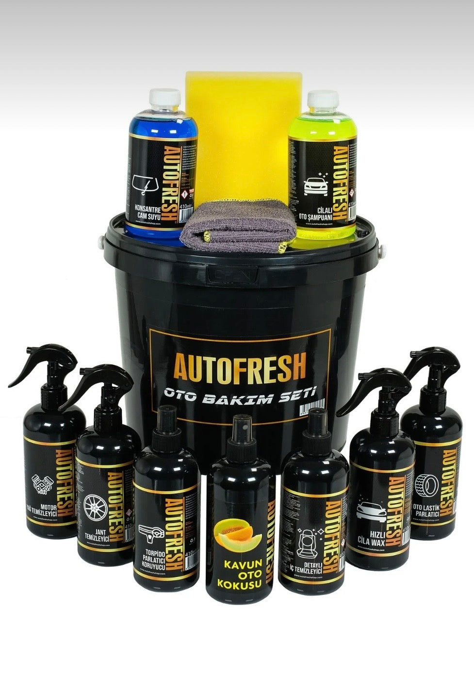 AutoFresh 12-in-1 Car Cleaning Kit – Complete Car Care Set with Bucket