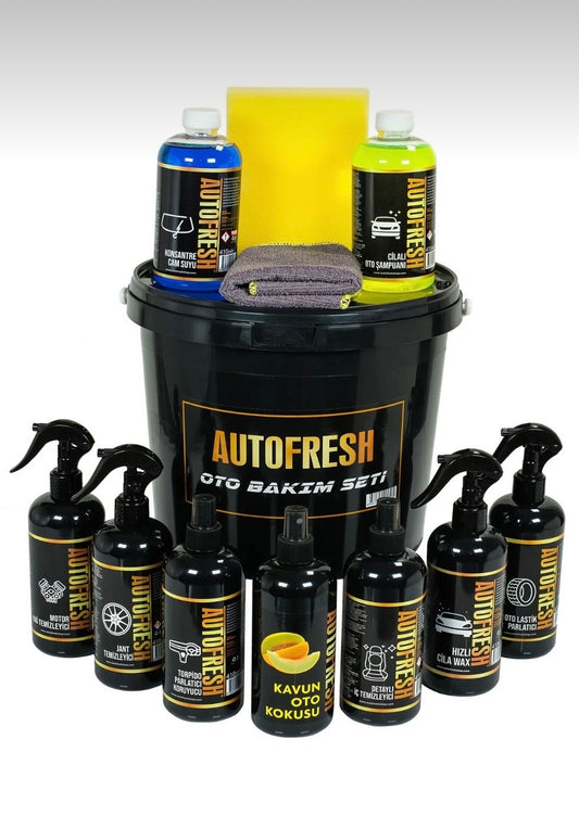 AutoFresh 12-in-1 Car Cleaning Kit – Complete Car Care Set with Bucket