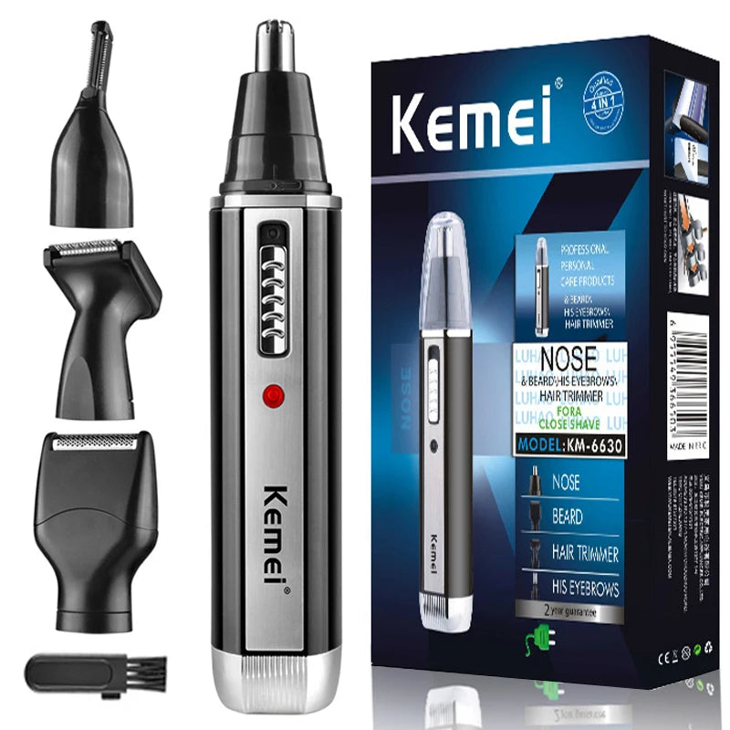4 in 1 Rechargeable Nose & Ear Hair Trimmer for Men – Beard & Eyebrow Grooming Kit