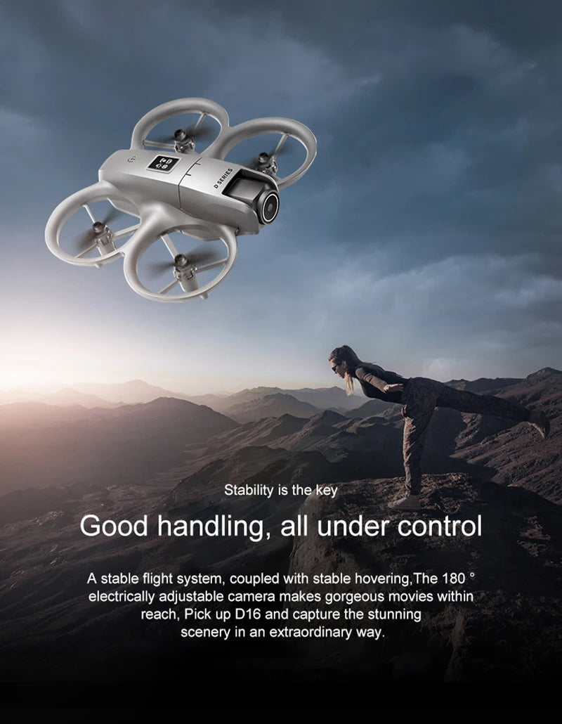 D16 Mini Drone with Dual Camera 8K – HD FPV Quadcopter with Obstacle Avoidance