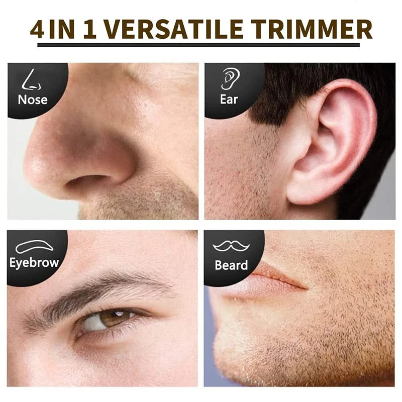 4 in 1 Rechargeable Nose & Ear Hair Trimmer for Men – Beard & Eyebrow Grooming Kit