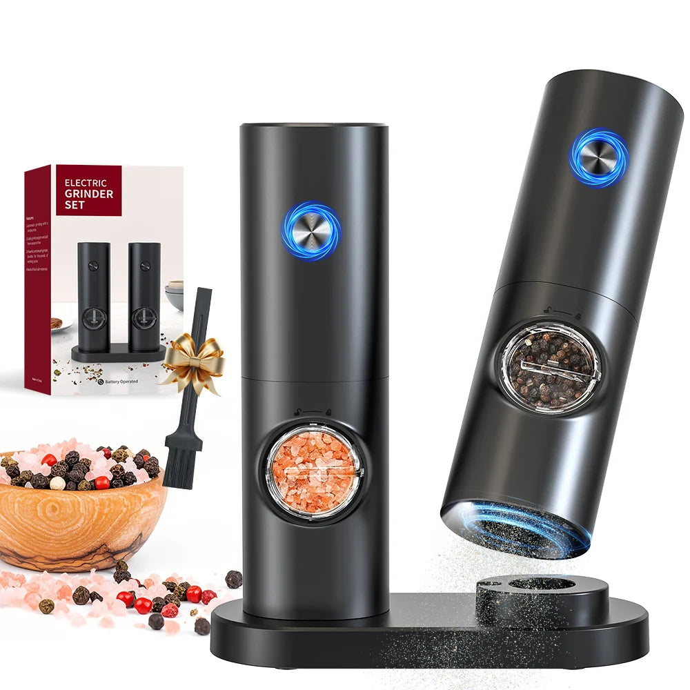 Electric Salt & Pepper Grinder Set – Automatic LED Spice Mill
