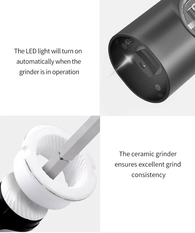Electric Salt & Pepper Grinder Set – Automatic LED Spice Mill