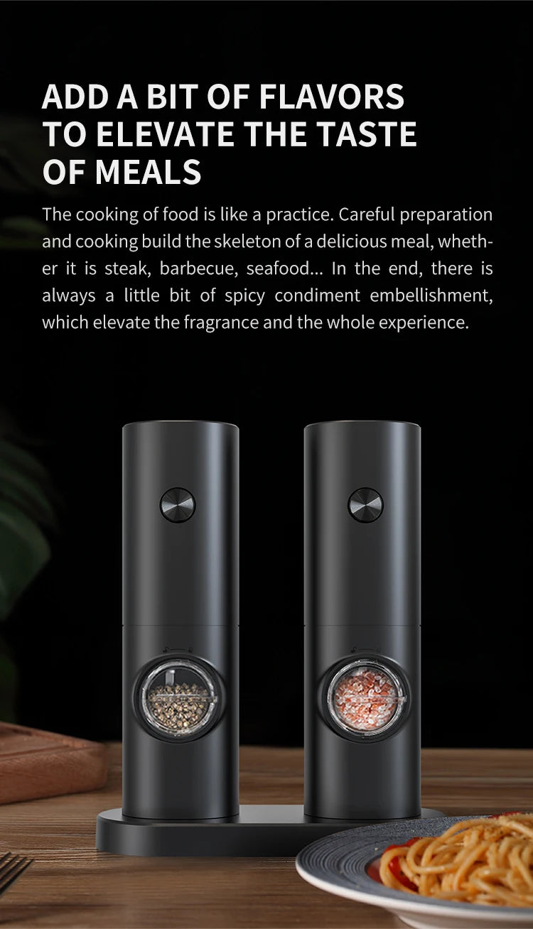 Electric Salt & Pepper Grinder Set – Automatic LED Spice Mill