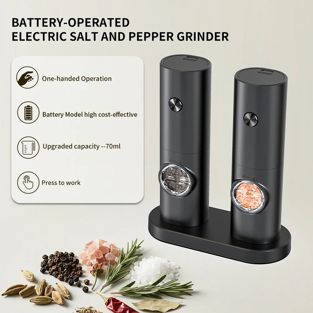 Electric Salt & Pepper Grinder Set – Automatic LED Spice Mill