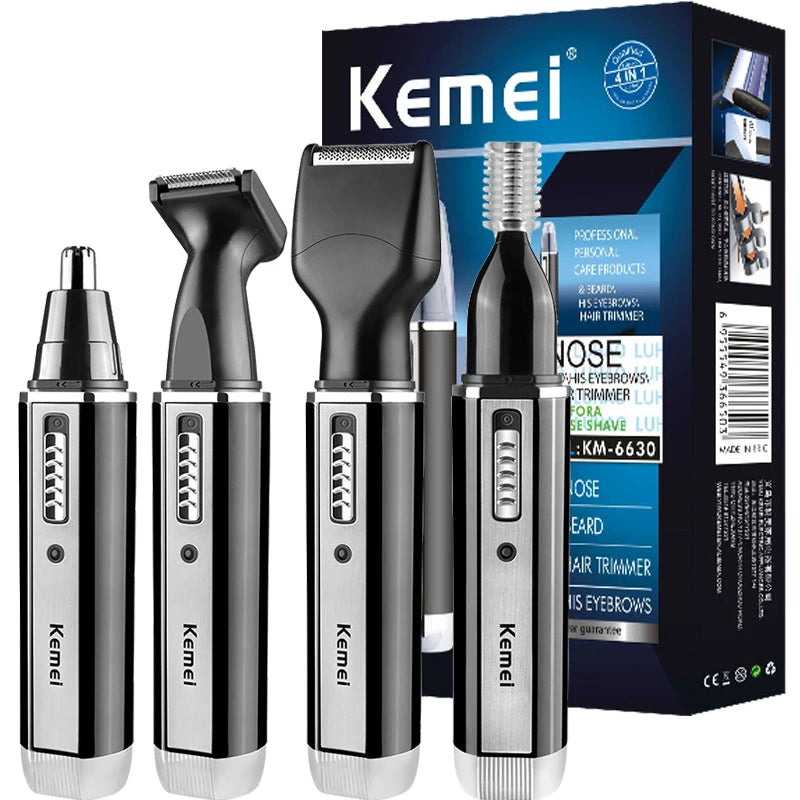 4 in 1 Rechargeable Nose & Ear Hair Trimmer for Men – Beard & Eyebrow Grooming Kit