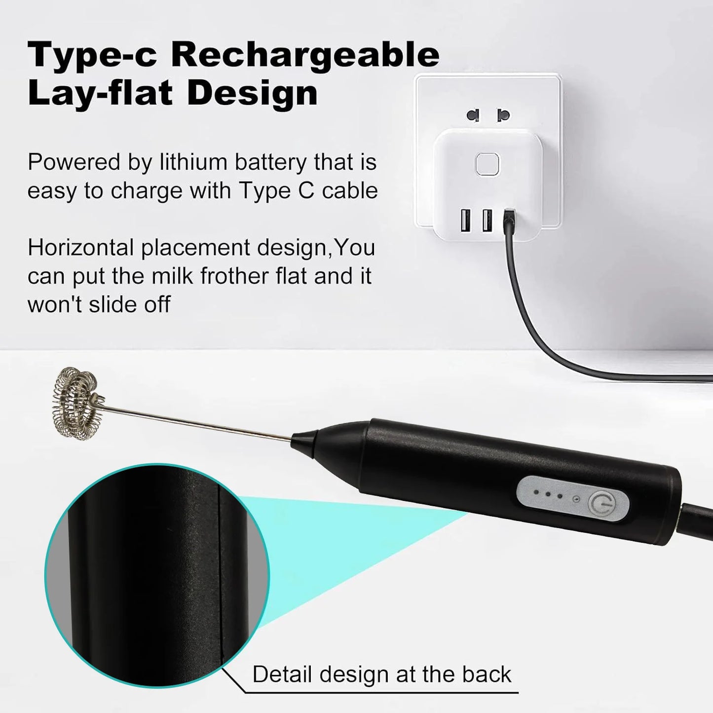 USB Rechargeable Milk Frother – Electric Coffee Foam Maker | 3-Speed Handheld Whisk