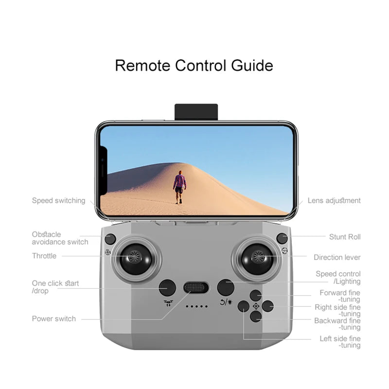 D16 Mini Drone with Dual Camera 8K – HD FPV Quadcopter with Obstacle Avoidance
