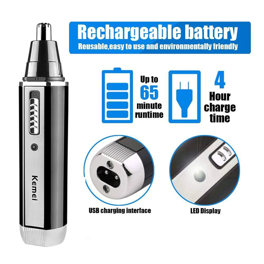 4 in 1 Rechargeable Nose & Ear Hair Trimmer for Men – Beard & Eyebrow Grooming Kit