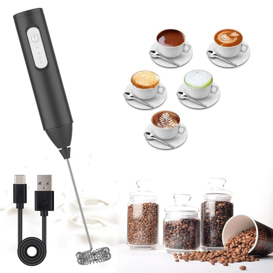 USB Rechargeable Milk Frother – Electric Coffee Foam Maker | 3-Speed Handheld Whisk