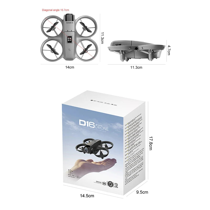 D16 Mini Drone with Dual Camera 8K – HD FPV Quadcopter with Obstacle Avoidance