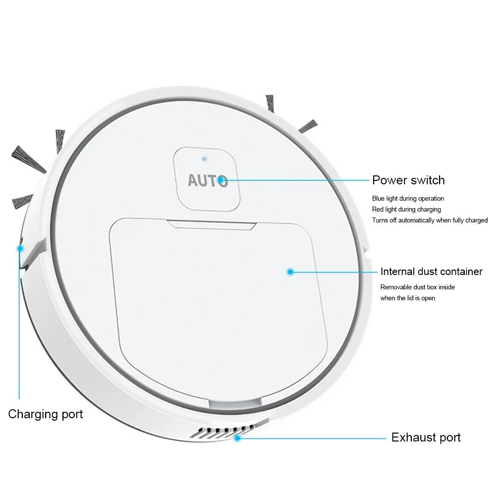 Mini Robot Vacuum Cleaner – USB Rechargeable Floor Sweeper