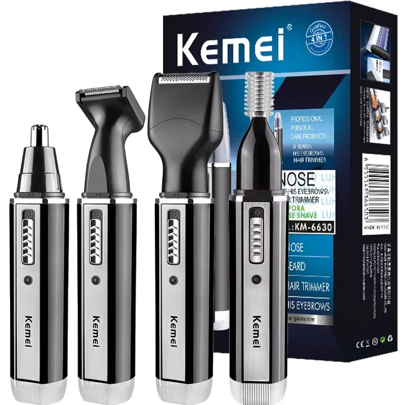 4 in 1 Rechargeable Nose & Ear Hair Trimmer for Men – Beard & Eyebrow Grooming Kit