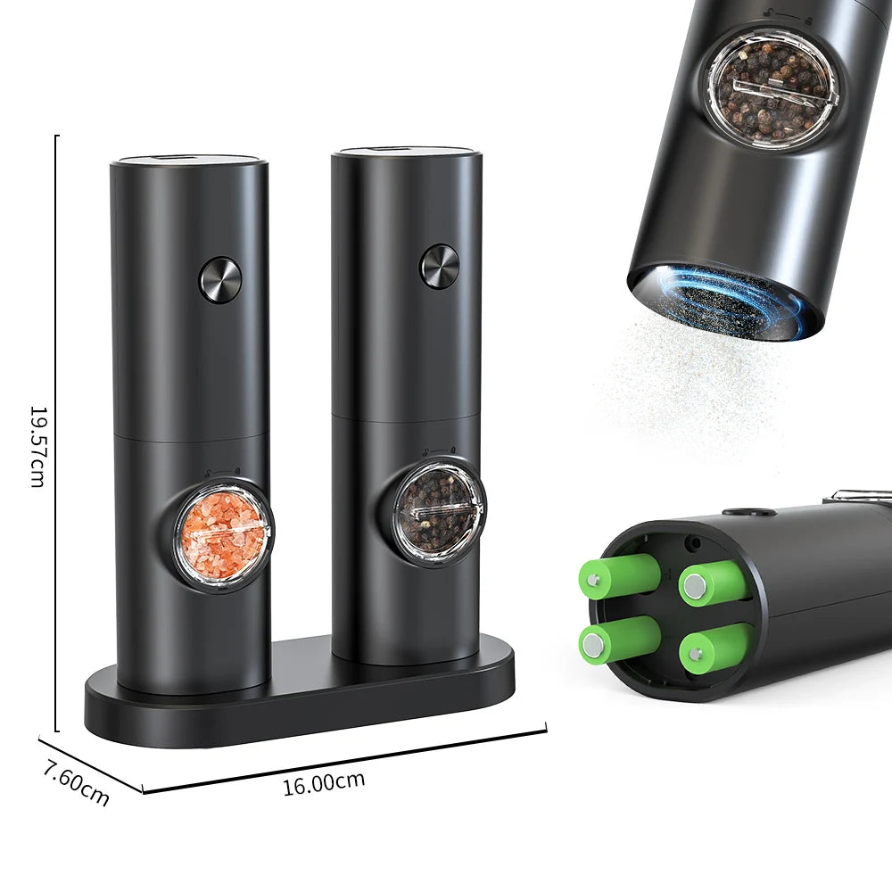 Electric Salt & Pepper Grinder Set – Automatic LED Spice Mill