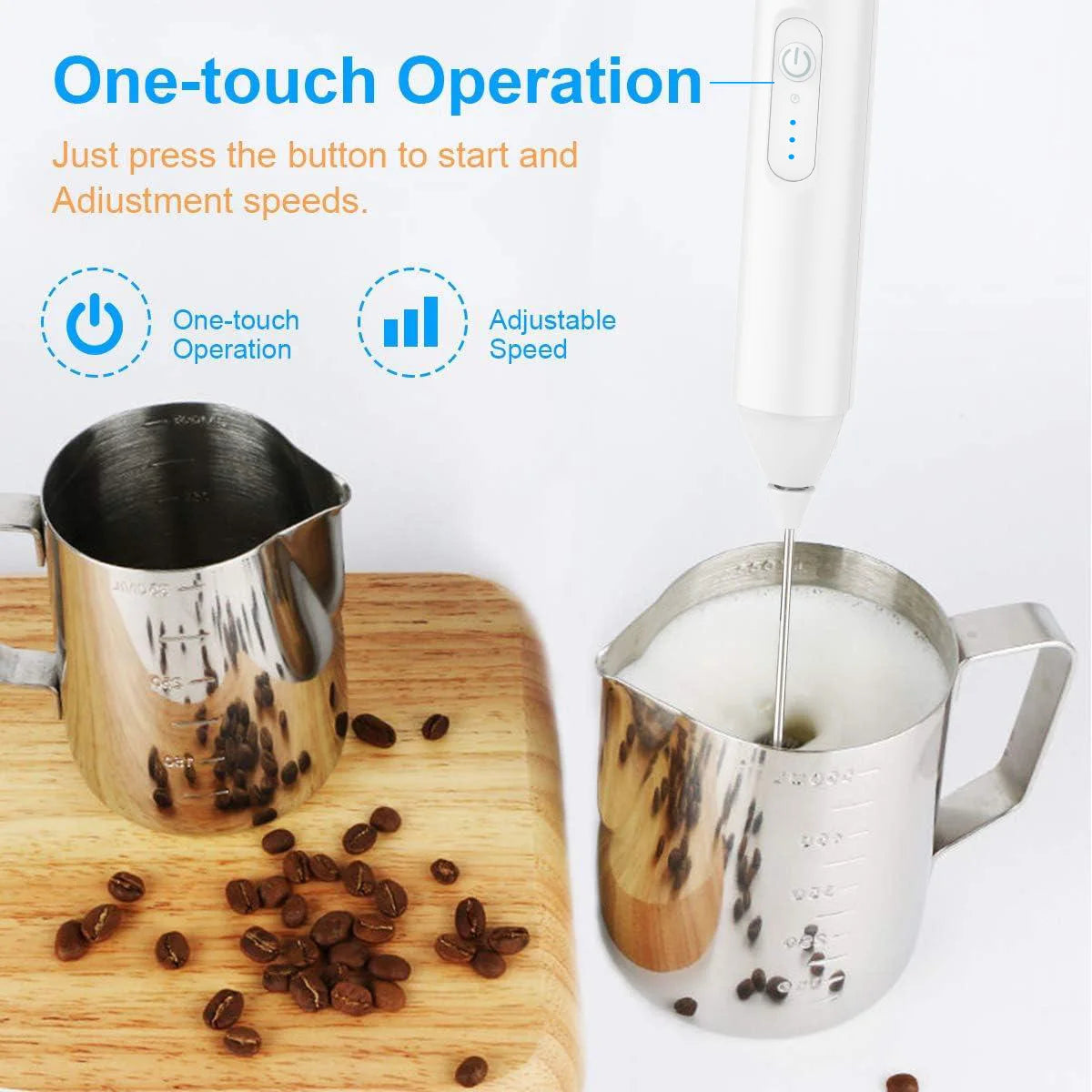 USB Rechargeable Milk Frother – Electric Coffee Foam Maker | 3-Speed Handheld Whisk