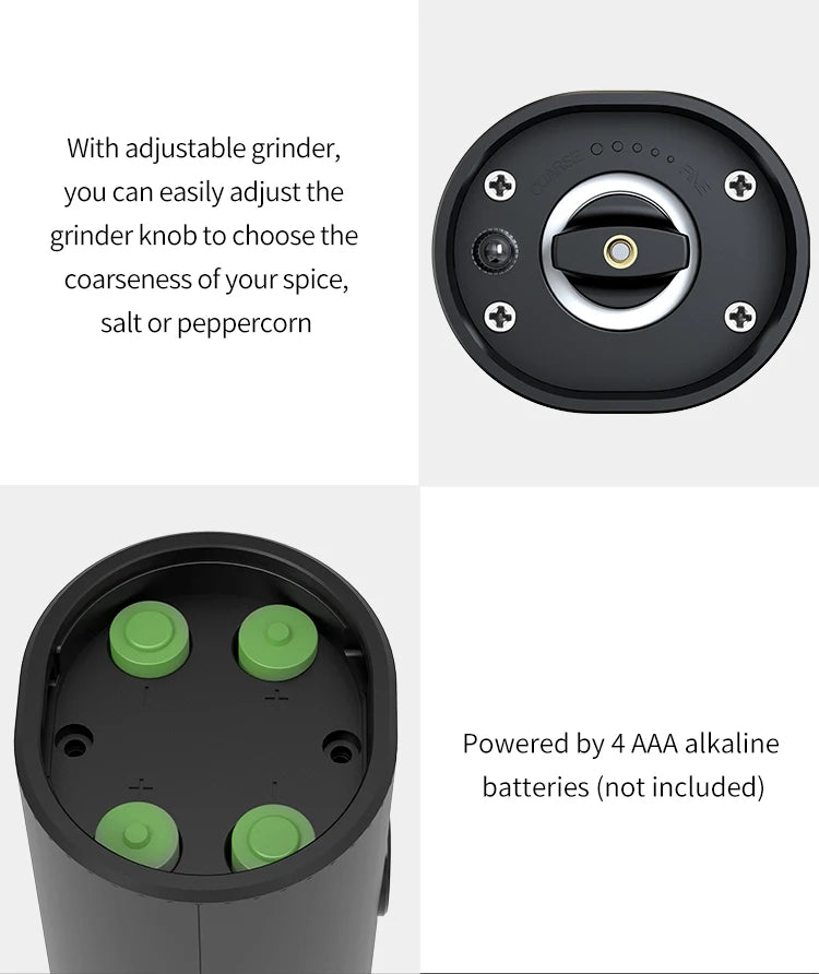 Electric Salt & Pepper Grinder Set – Automatic LED Spice Mill
