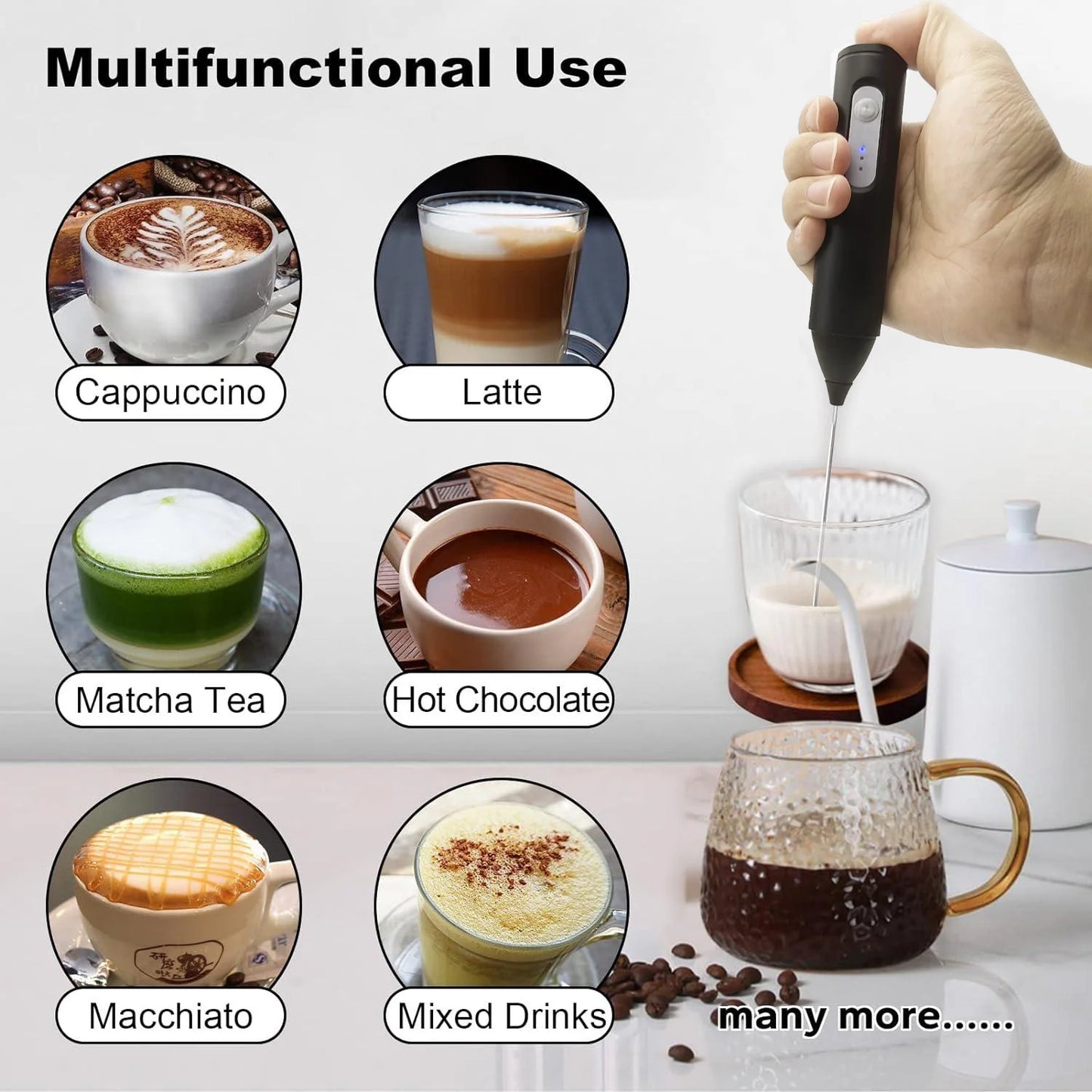 USB Rechargeable Milk Frother – Electric Coffee Foam Maker | 3-Speed Handheld Whisk