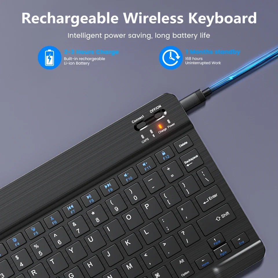 Mini Wireless Keyboard & Mouse Set (10 Inch, Bluetooth, Rechargeable)