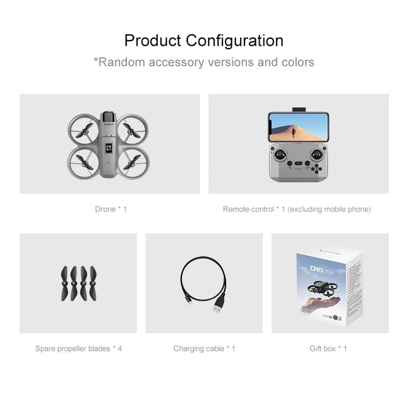 D16 Mini Drone with Dual Camera 8K – HD FPV Quadcopter with Obstacle Avoidance