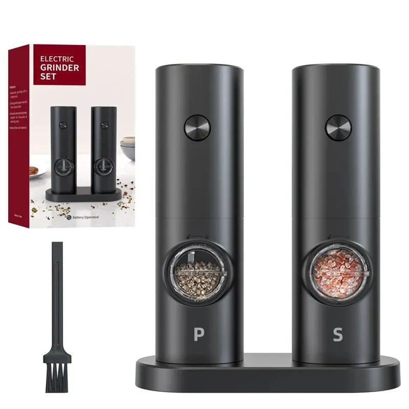 Electric Salt & Pepper Grinder Set – Automatic LED Spice Mill