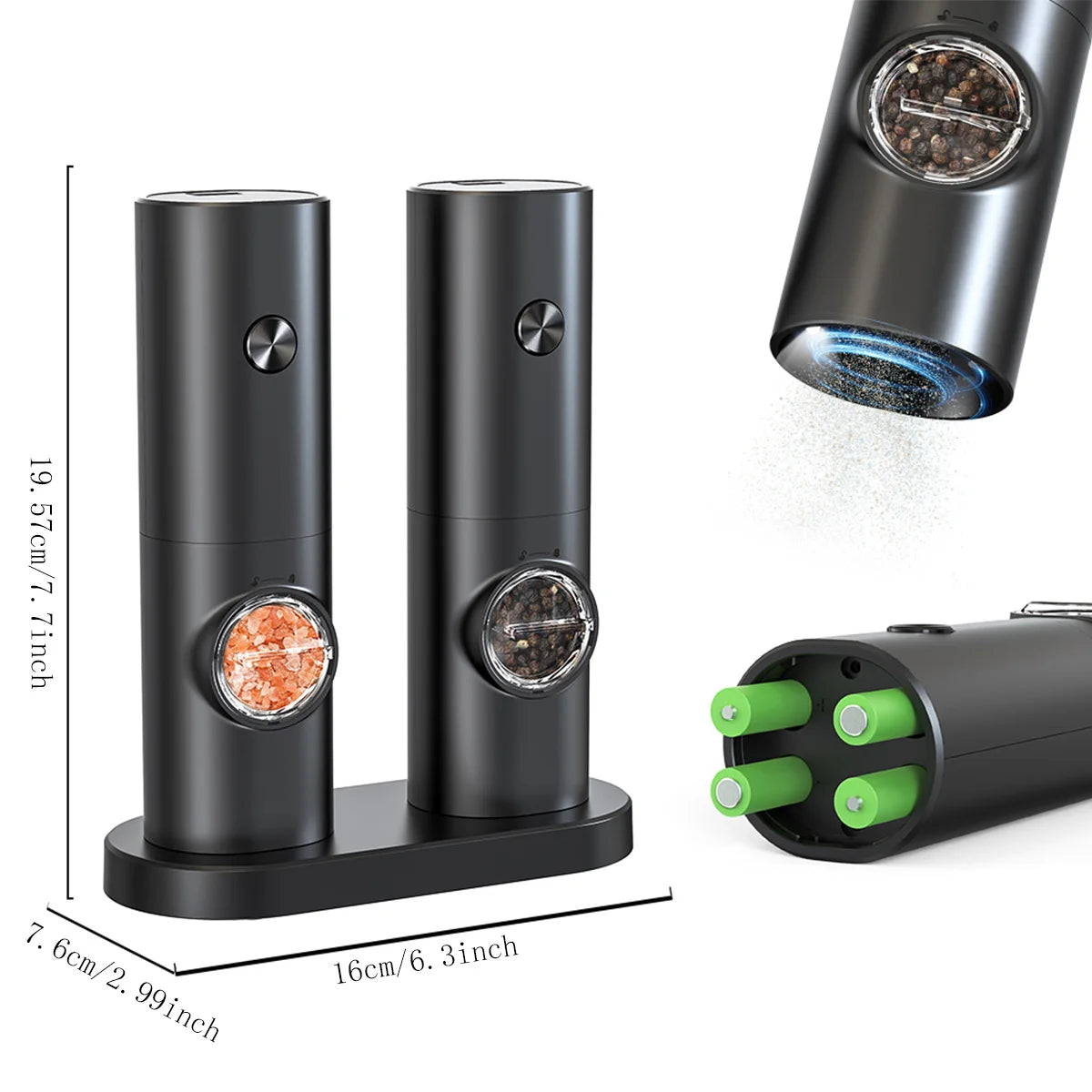 Electric Salt & Pepper Grinder Set – Automatic LED Spice Mill